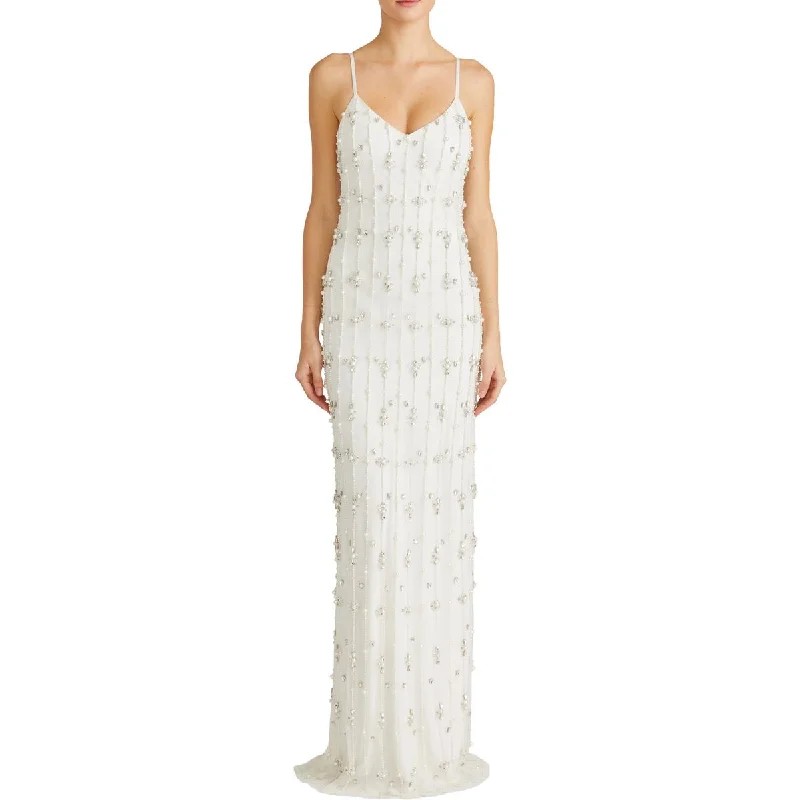 Womens Jeweled Full Length Evening Dress