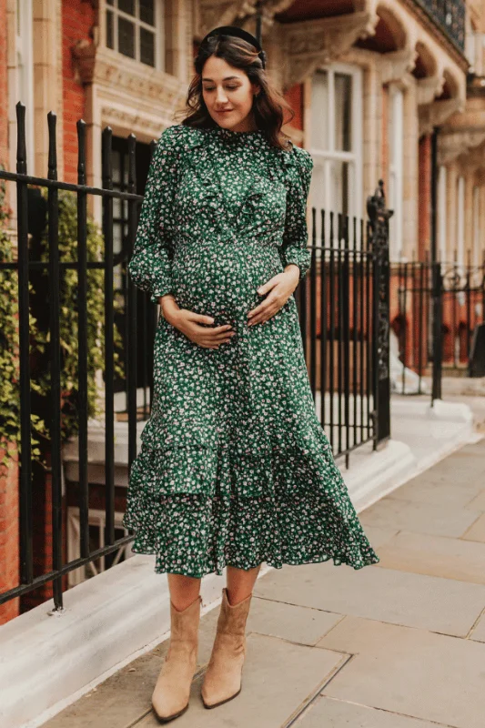 Jacali Bottle Green Nursing Dress
