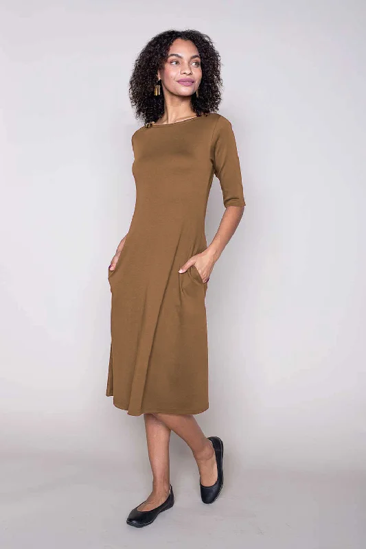 Essential Boatneck Midi Dress With Pockets Fashionable Wide Leg Midi Dress