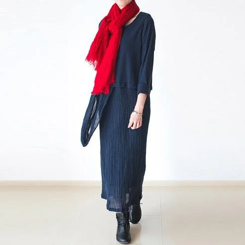 2017 new dark blue linen dresses asymmetric oversize women maxi dress Cozy Maxi Dress with Slit 2017 new dark blue linen dresses asymmetric oversize women maxi dress Cozy Maxi Dress with Slit