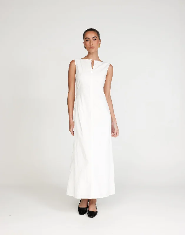 Basira Maxi Dress (White) Comfortable T-Shirt Maxi Dress