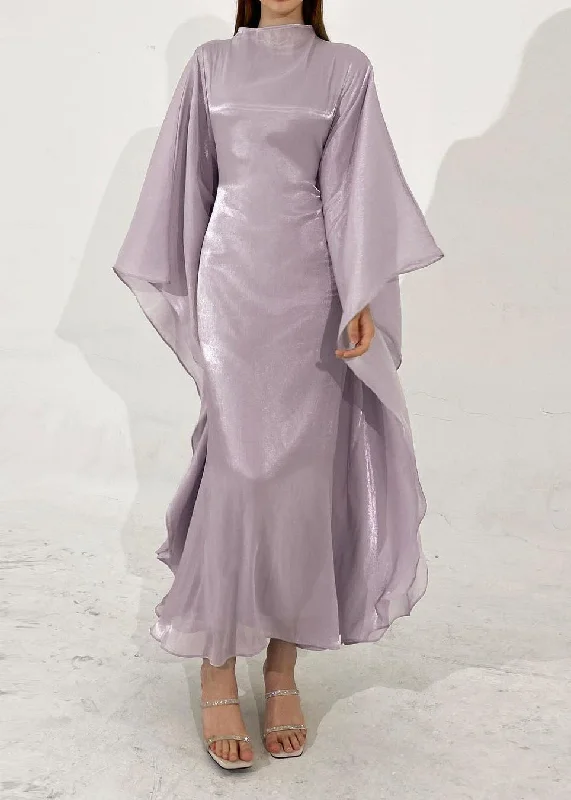 Classy Light Purple Slim Fit Silk Maxi Dress Fall QL026 Elegant Sleeveless Maxi Dress