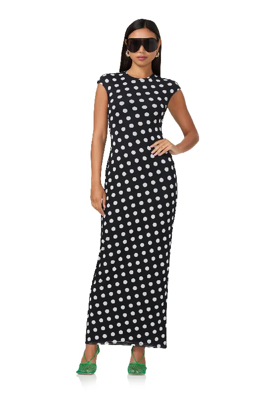 Cody Maxi Dress - Diagonal Dot Elegant Maxi Dress with Lace