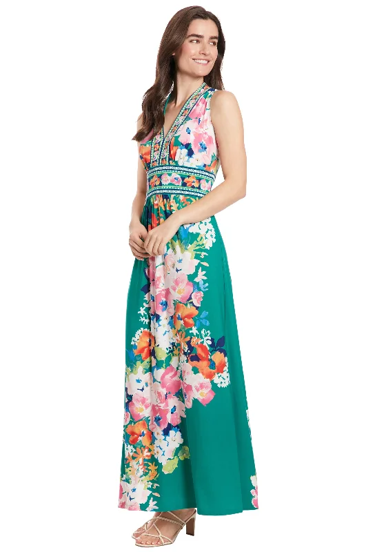 Floral Print Flowy Maxi Dress Cozy Cold-Shoulder Maxi Dress