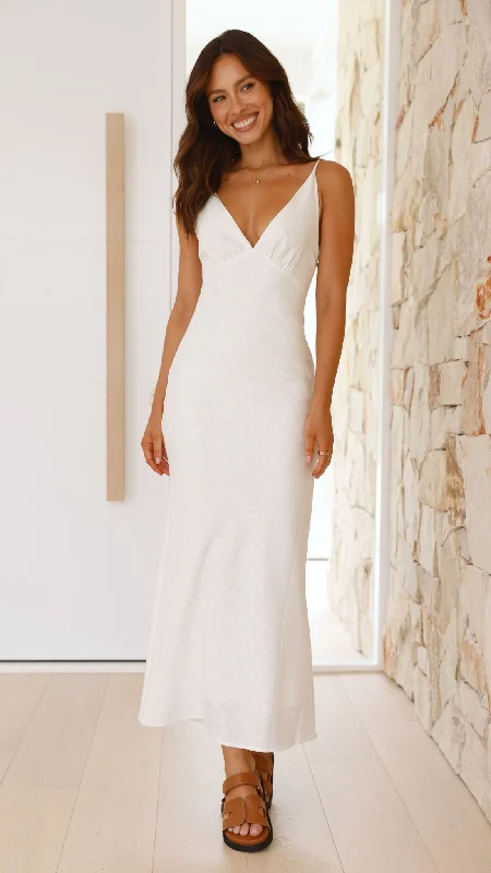 Halina Maxi Dress - White Chic Sleeveless Maxi Dress