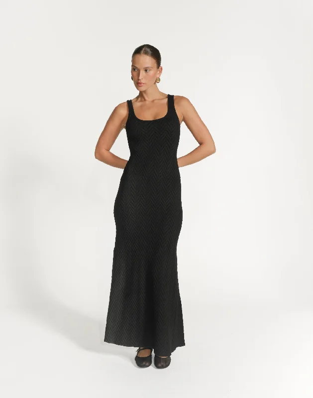 Jacqueline Maxi Dress (Black) Classic V-Neck Maxi Dress