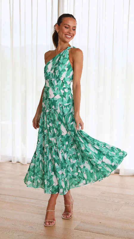 Jayma Maxi Dress - Green Multi Cozy Ribbed Maxi Dress