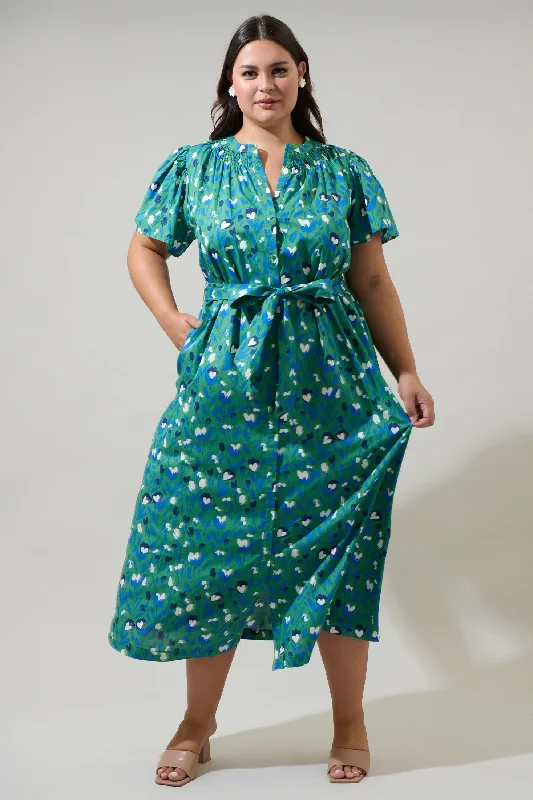 Laury Floral Mile Button Down Maxi Dress Curve Fashionable Chiffon Maxi Dress