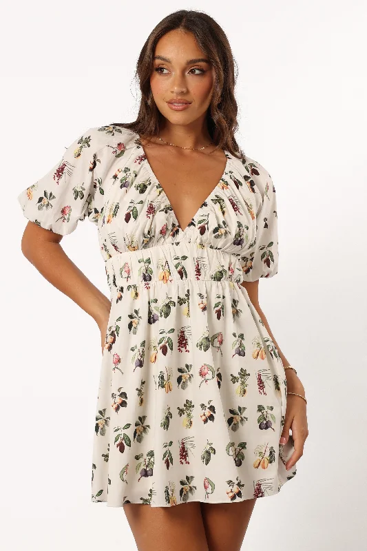 Leanna Mini Dress - Floral Stylish Ribbed Mini Dress