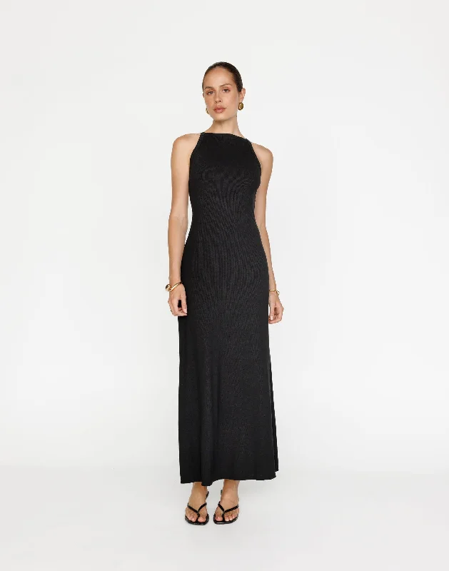 Maizie Maxi Dress (Black) Comfortable Maxi Dress with Sleeves