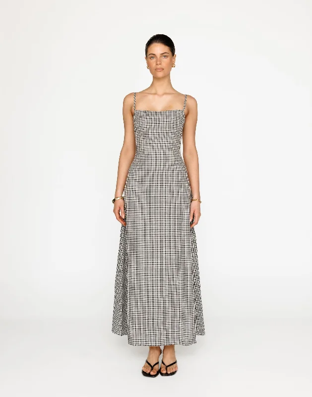 Mckenna Maxi Dress (Black Gingham) Trendy Ruffled Maxi Dress