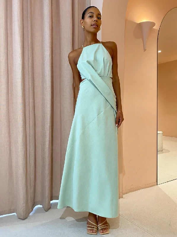 One Fell Swoop Solange Maxi Dress in Mint Pastel Fashionable Maxi Dress with Fringe