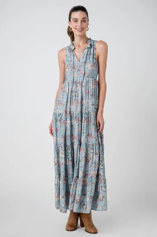 Pinch Sleeveless Tiered Maxi Dress Classic Solid Maxi Dress