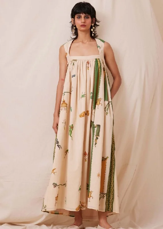 Selma Carnival Print Maxi Dress Elegant Tiered Maxi Dress