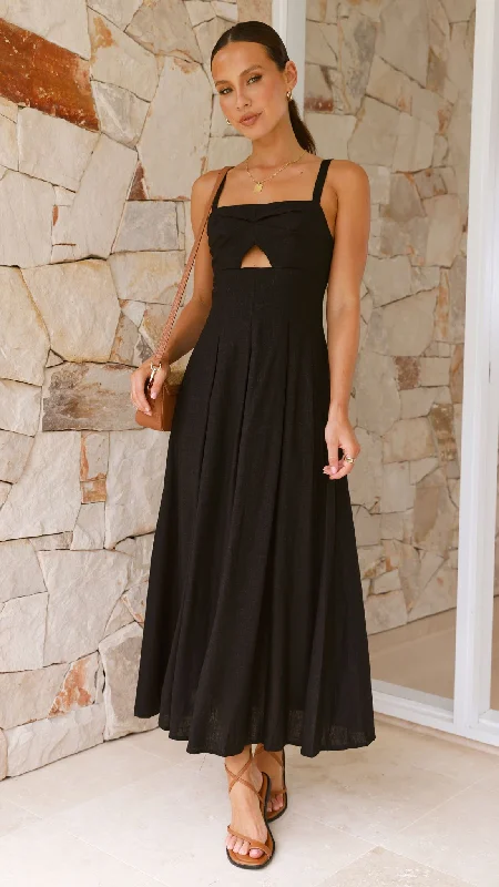 Shaylee Maxi Dress - Black Comfortable Satin Maxi Dress