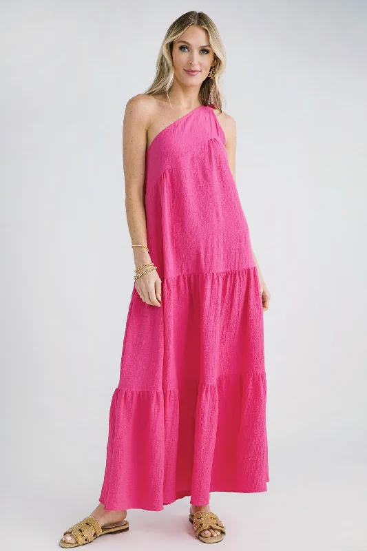 Solution One Shoulder Bow Tiered Maxi Dress Stylish Off-Shoulder Maxi Dress