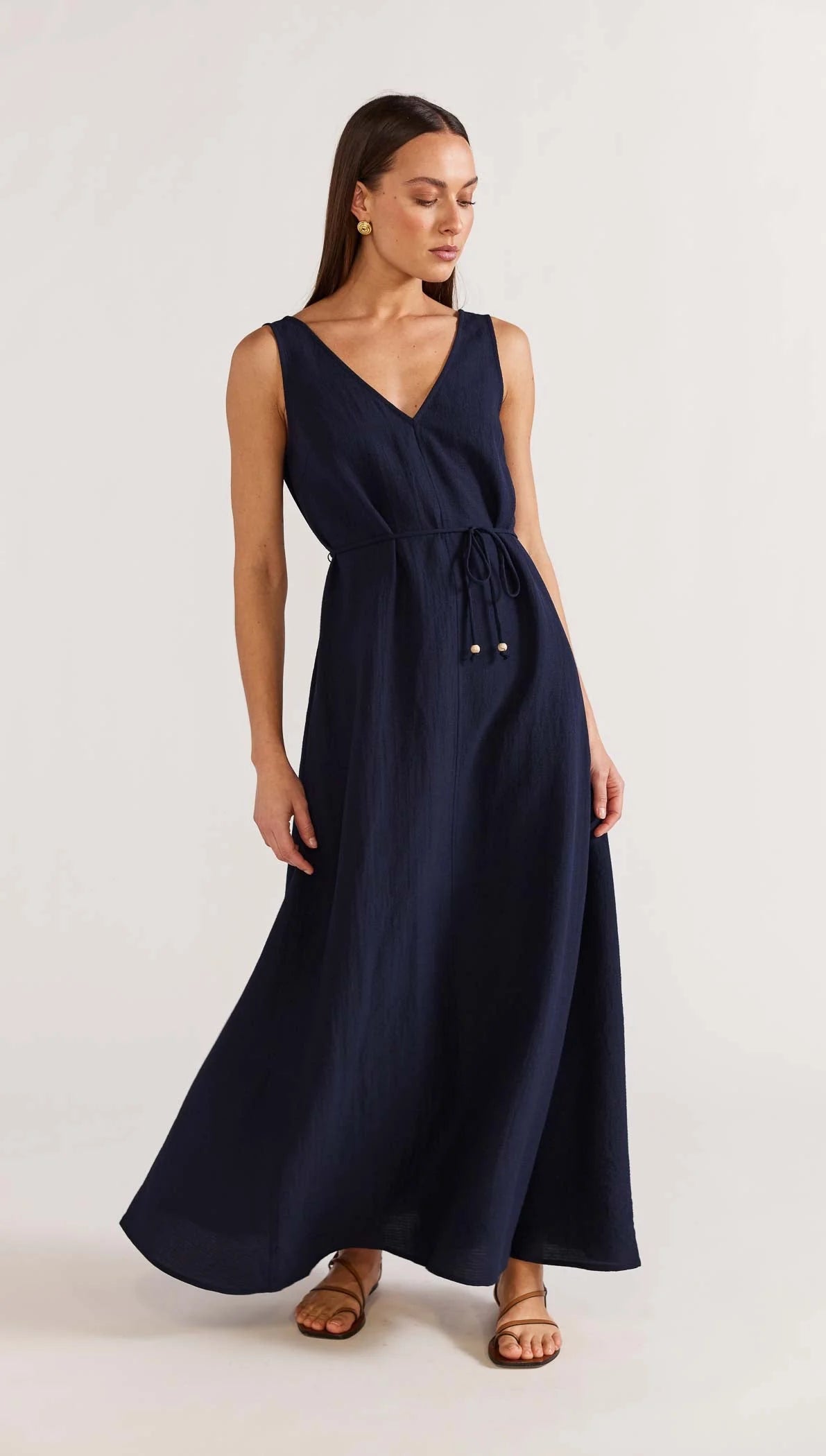 STAPLE THE LABEL REMY MAXI DRESS NAVY Comfortable Maxi Dress with Sleeves