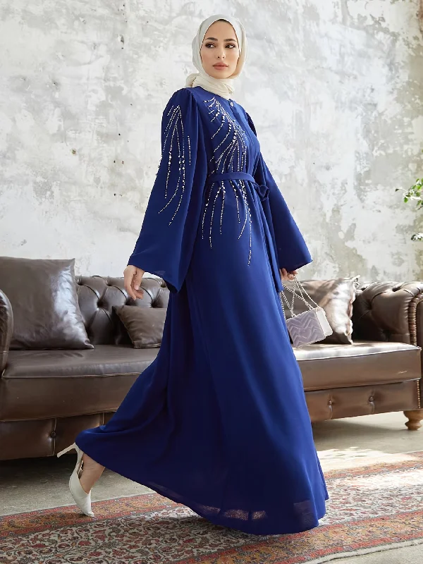 Stunning Beaded Tie Waist Maxi Dress - Elegant Flare Sleeve, Aline Silhouette, Modest and Chic Womens Clothing for All Occasions Comfortable Ruffle Maxi Dress