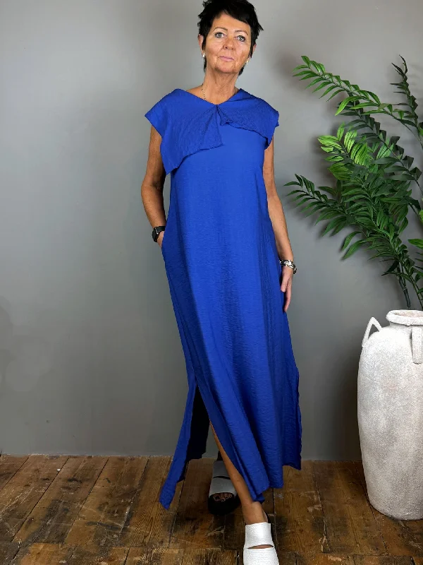 Royal Blue Tie Back Maxi Dress - ZUMO Stylish Empire Waist Maxi Dress