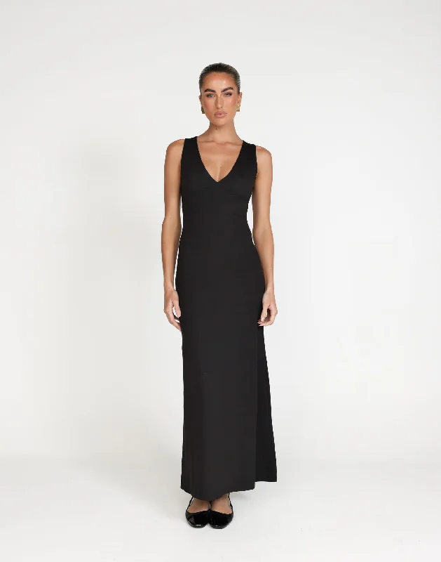 Zira Maxi Dress (Black) Comfortable Cotton Maxi Dress