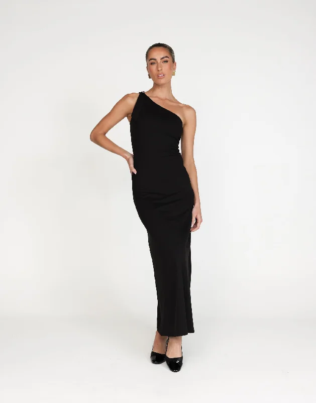 Zuelia Maxi Dress (Black) Fashionable Halter Neck Maxi Dress