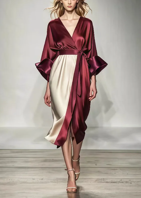 French Mulberry Cinched Patchwork Silk Maxi Dresses Spring Fashionable Sleeveless Maxi Dress French Mulberry Cinched Patchwork Silk Maxi Dresses Spring Fashionable Sleeveless Maxi Dress