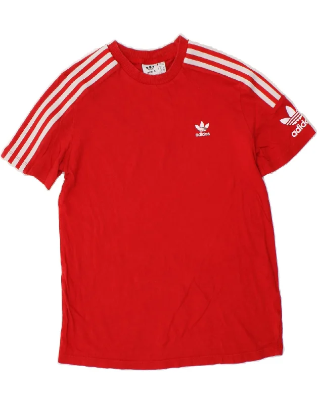 ADIDAS Womens T-Shirt Top UK 12 Medium Red Nylon Fabric Polyester Fabric Spandex Fabric