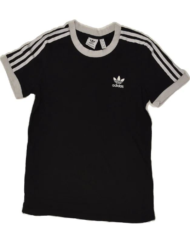 ADIDAS Womens T-Shirt Top UK 8 Small Black Cotton Anti-Shrink Durable Soft