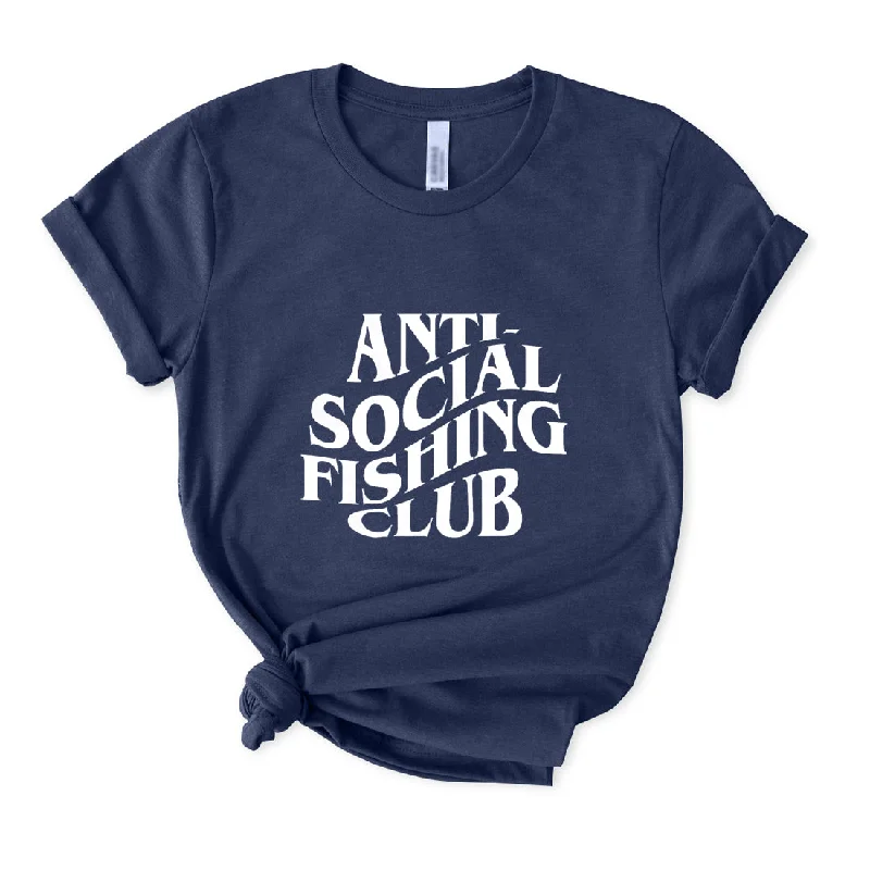 Anti-Social Fishing Club T-Shirt for Women Front Pockets Side Pockets Patch Pockets