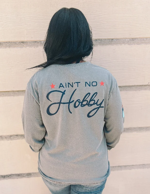 Barstool Sports Ain't No Hobby Long Sleeve Tee Houndstooth Herringbone Solid