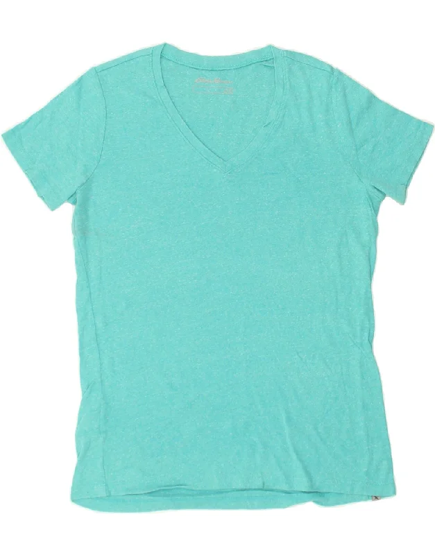 EDDIE BAUER Womens T-Shirt Top UK 18 XL Turquoise Flecked Cotton Layered Multi-layer Single Layer