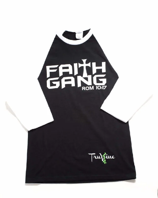 Faith Gang Baseball Tee  (Black/White) Welt Pockets Slit Pockets Flap Pockets