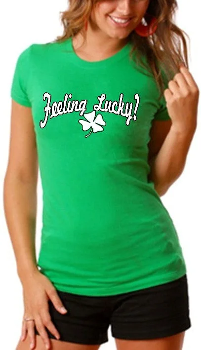 Feeling Lucky Girls T-Shirt Zippered Front Buttoned Front Snap Front