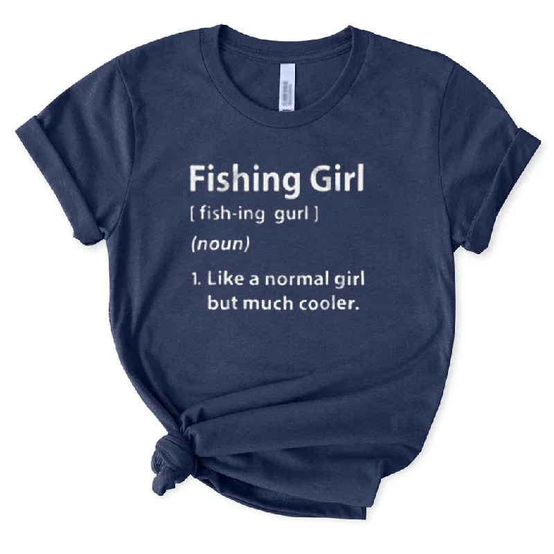 Fishing Girl T-Shirt for Women Cashmere Blend Cotton Blend Poly Blend