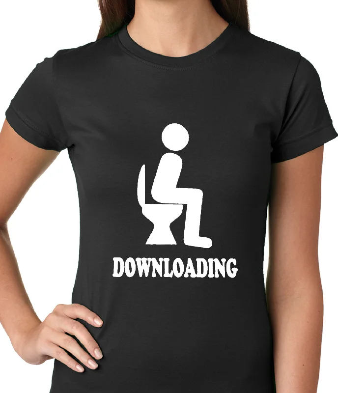 Funny Downloading Poop Ladies T-shirt Elegant Classic Vintage