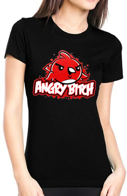 Funny Shirts - Angry B*tch Women's T-Shirt Beaded Sequined Faux Fur