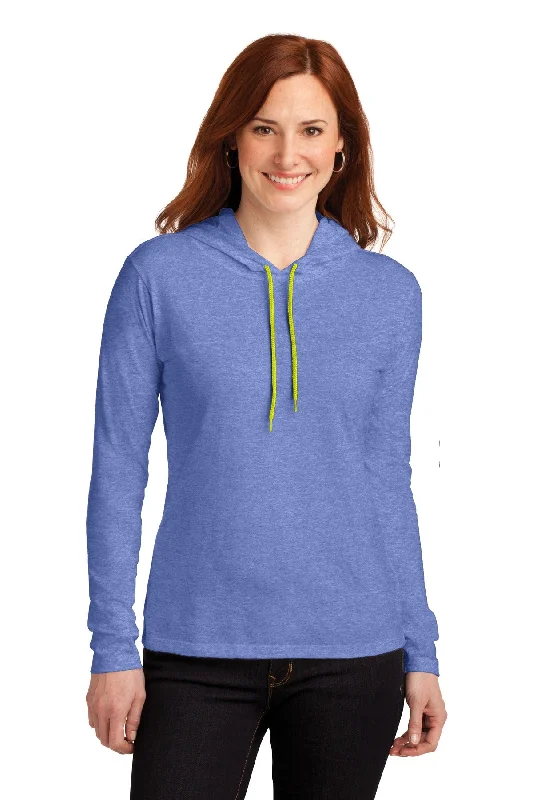 Gildan Ladies 100% Combed Ring Spun Cotton Long Sleeve Hooded T-Shirt. 887L Lace Blend Ribbed Blend Corduroy Blend