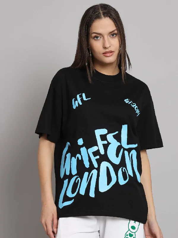 Letters Oversized T-shirt Front Pockets Side Pockets Patch Pockets