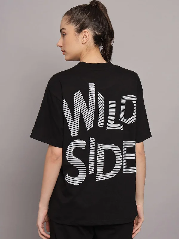 WILD SIDE Drop Shoulder Oversized T-shirt Fashionable Trendy Casual