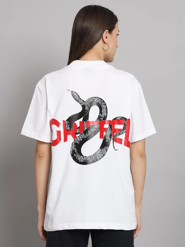 REFLECTIVE SNAKE Oversized T-shirt Solid Print Embellished