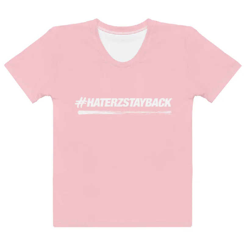 #HaterzStayBack Women's T-Shirt (Pink) Mesh Blend Leather Blend Suede Blend