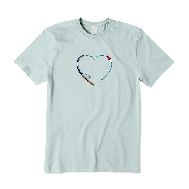 Heart Fishing Rod T-Shirt Satin Blend Silk Blend Wool Blend