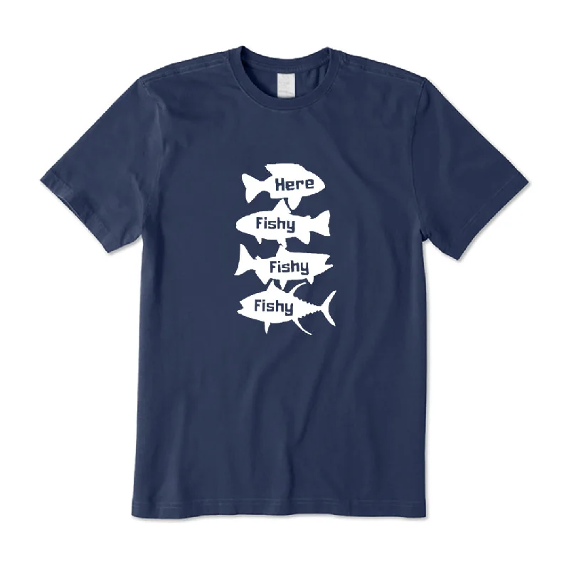 Here Fishy Fishy Fishy T-Shirt Fitted T-Shirt Seamless Stretchy