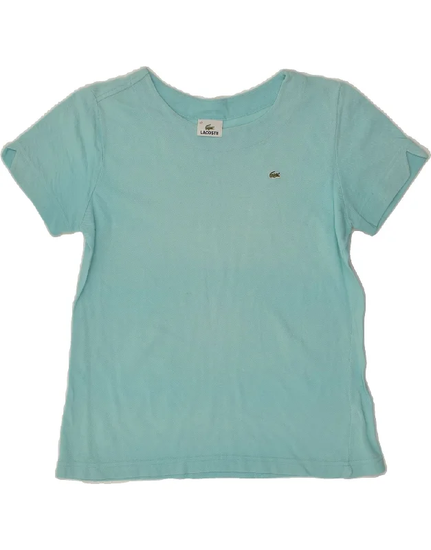 LACOSTE Womens T-Shirt Top Size 42 Large Blue Cotton Rayon Velvet Corduroy