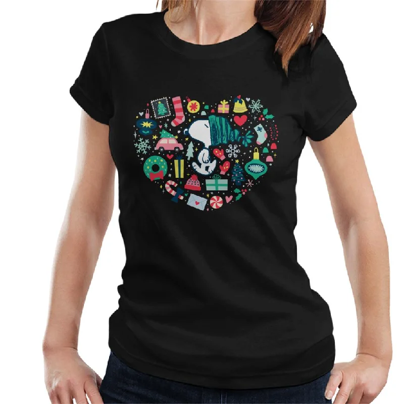 Peanuts Christmas Snoopy Xmas Love Heart Women's T-Shirt Spandex Blend Rayon Blend Denim Blend Peanuts Christmas Snoopy Xmas Love Heart Women's T-Shirt Spandex Blend Rayon Blend Denim Blend
