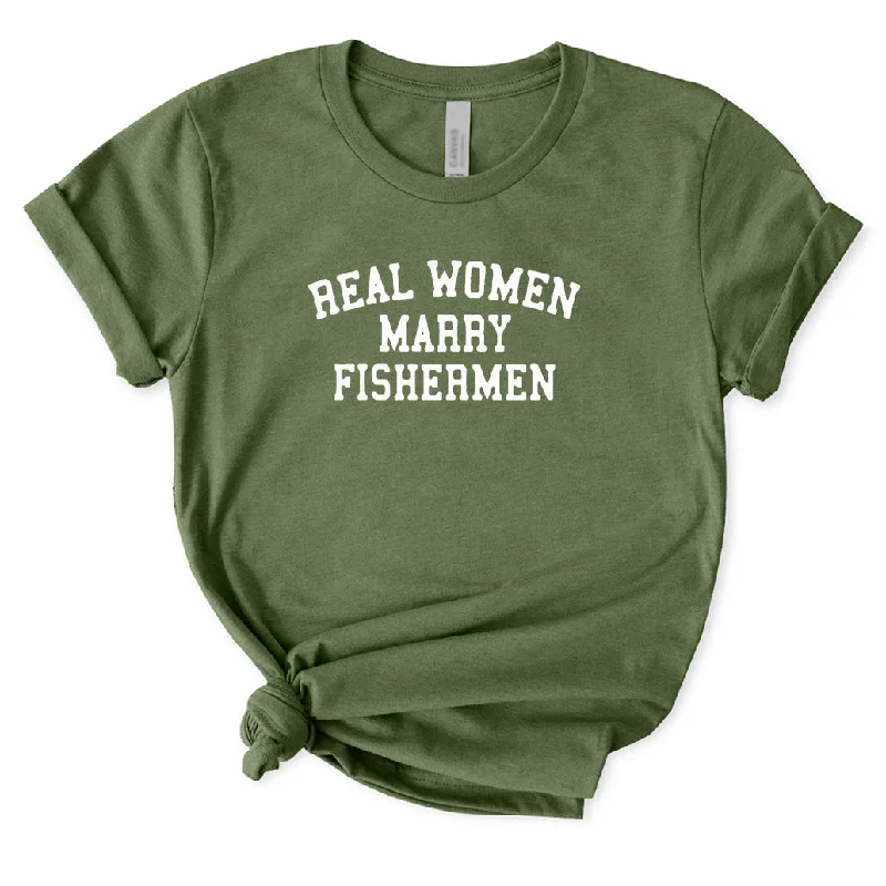 Real Women Marry Fishman T-Shirt for Women Wool Fabric Cashmere Fabric Tweed Fabric