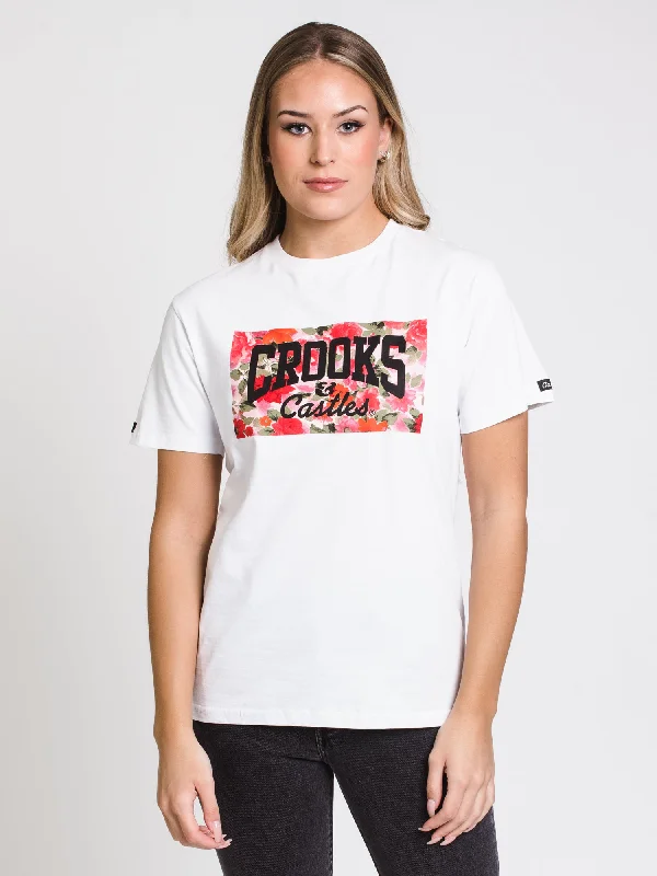 CROOKS & CASTLES FLORAL OG CORE SHORT SLEEVE BOYFRIEND TEE - CLEARANCE Jersey Fabric Tulle Fabric Batik Fabric