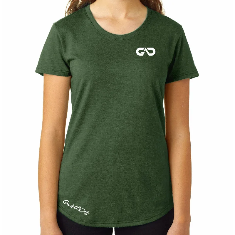 Women's GO ALL DAY Infinity Logo TriBlend Tee (Forest Green) Mesh Blend Leather Blend Suede Blend