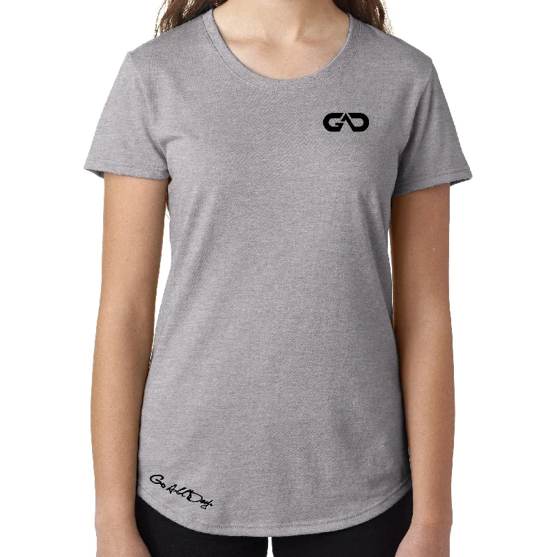 Women's GO ALL DAY Infinity Logo TriBlend Tee (Grey) Chenille Blend Fleece Blend Nylon Blend