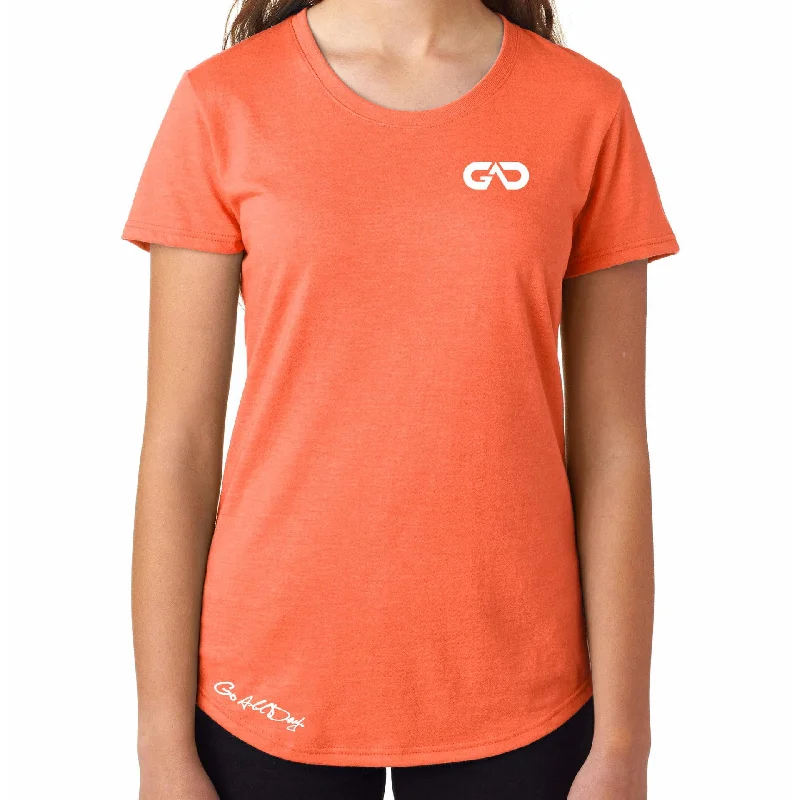 Women's GO ALL DAY Infinity Logo TriBlend Tee (Orange) Ribbed Striped Patterned